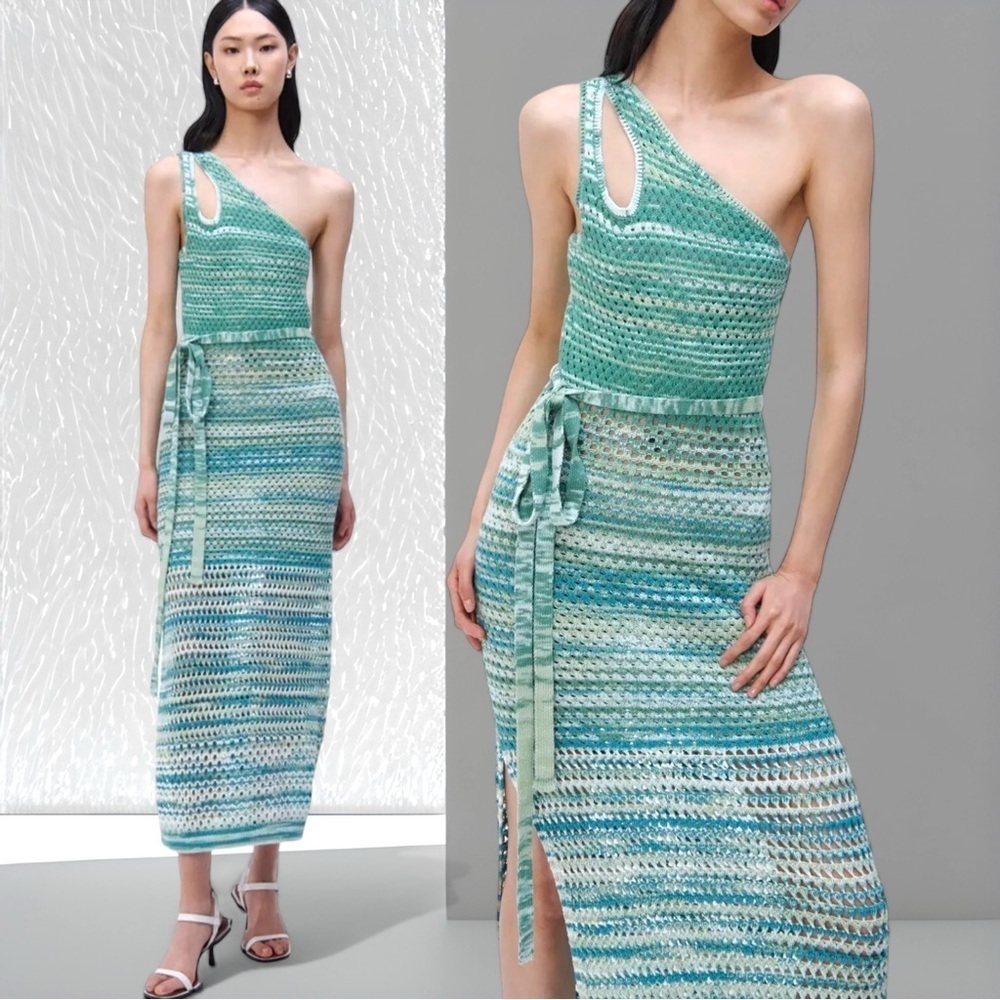 Jonathan Simkhai Justina Knit Maxi Dress in Green Size Medium NWT